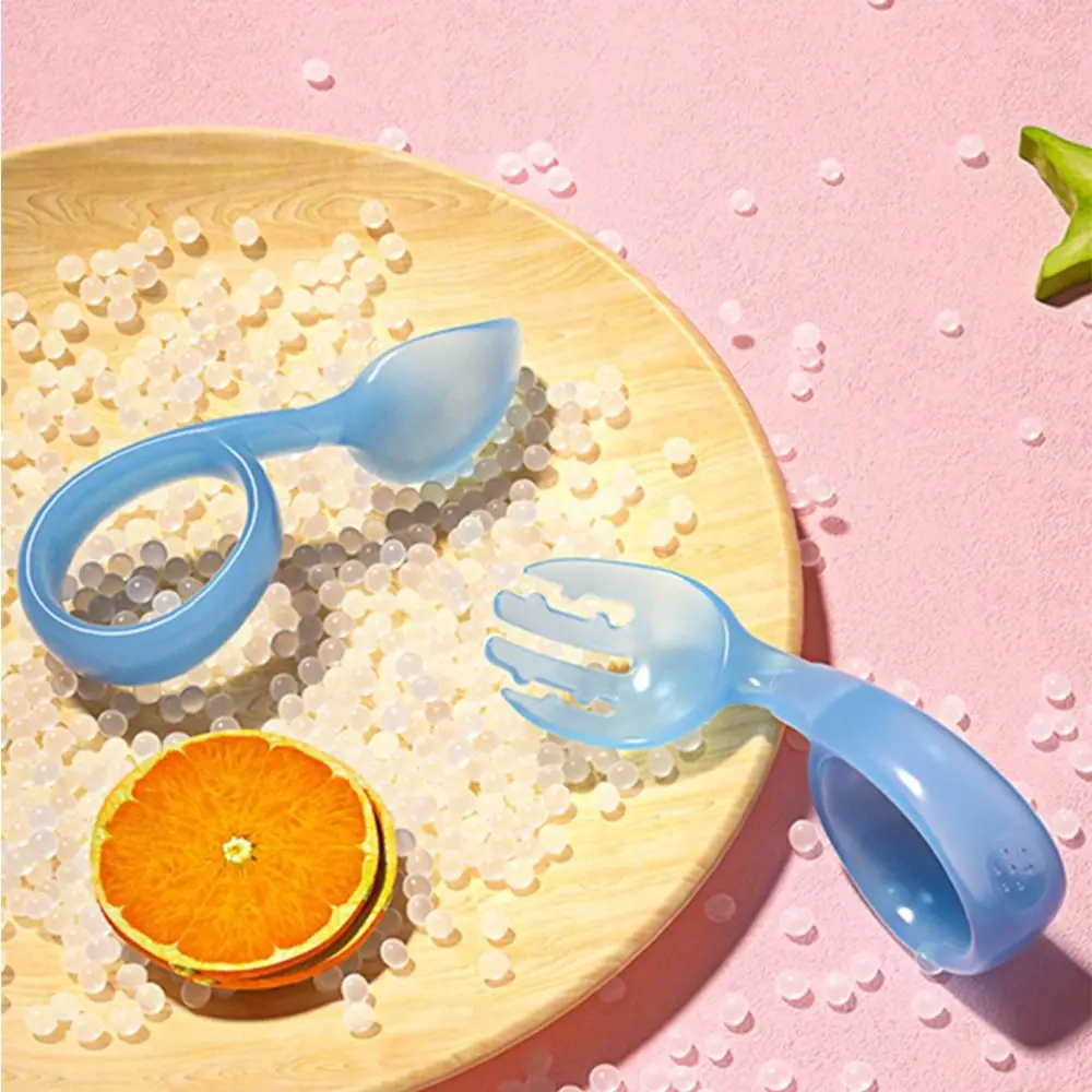 Eating Training Tools Food Grade Discolored Children Training Utensils Baby Spoon Fork Set Tableware Baby Practice Helper