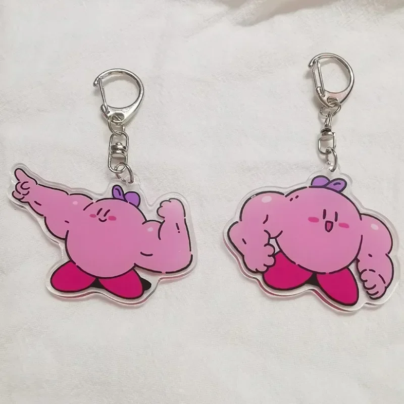 Kirby porte-clés drôle Muscle Man Anime musculation porte-clés sac décoration créative petites breloques dessin animé pendentif bibelot cadeaux
