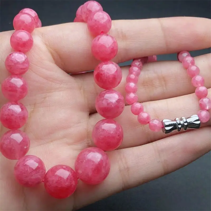 Natural Rhodonite Necklace Fashion Crystal Quartz Gemstone Jewelry Reiki Healing Gift For Women 1pcs 4-13MM