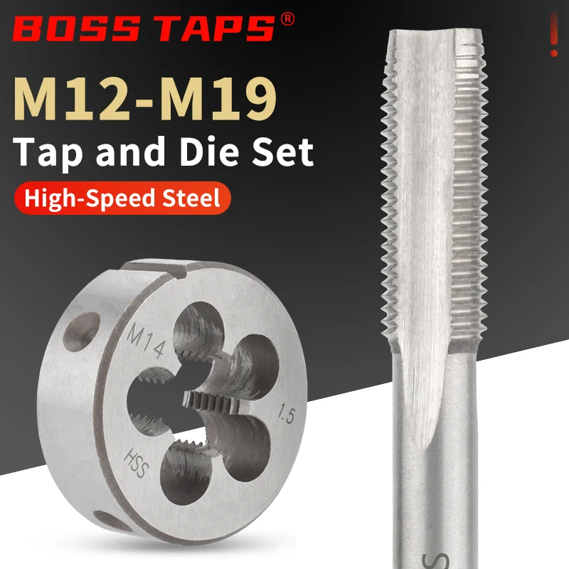 

Набор метрических плашек и метчиков BOSS TAP 1SET (правосторонние, M12-M19, HSS) для нарезания и ремонта внутренней и наружной резьбы на станках