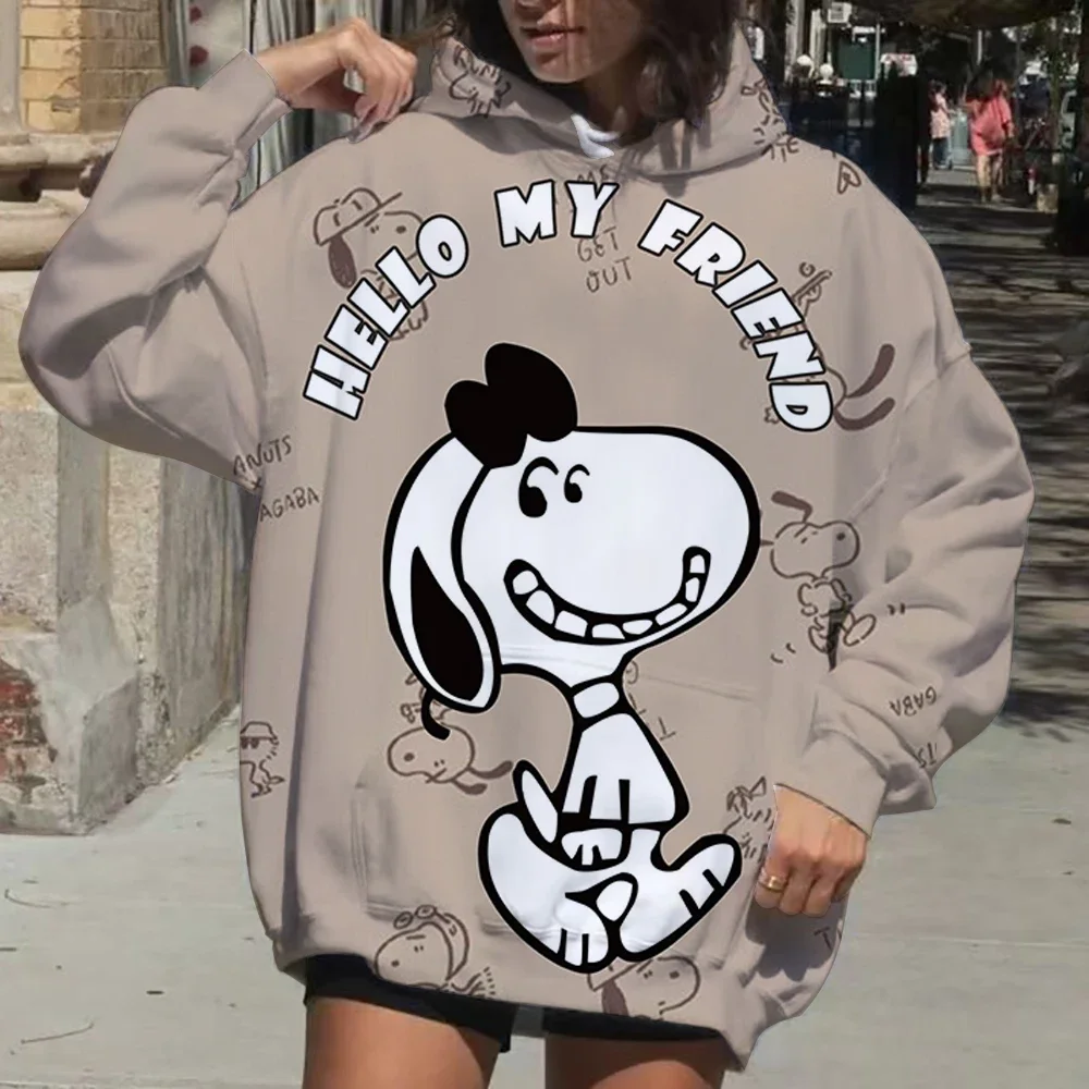 Autumn  and Winter Fashion Cute Snoopy Printed   Hoodie Y2K Retro Street Sweatshirt Hip Hop Hoodie