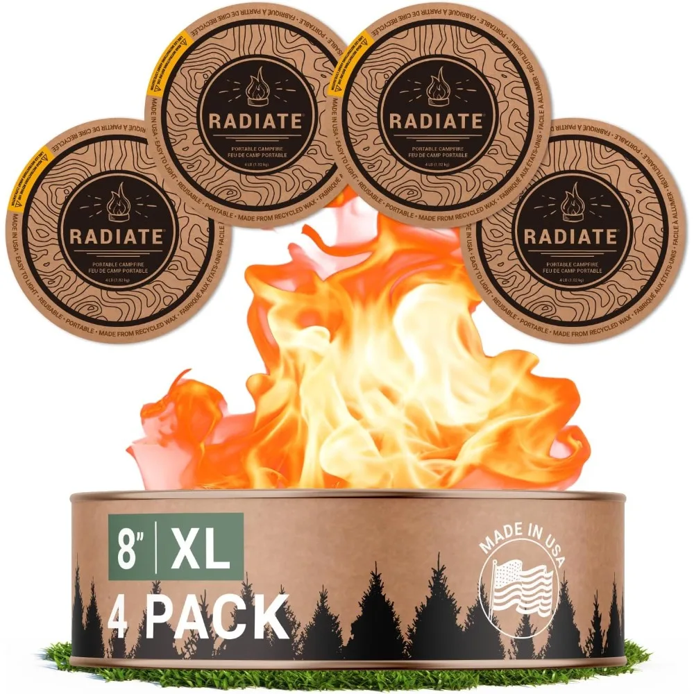 

Radiate XL 8 Portable Campfire Set - Lasts Up to 2 Hours, Reusable Outdoor Fire Pit Ideal for Camping