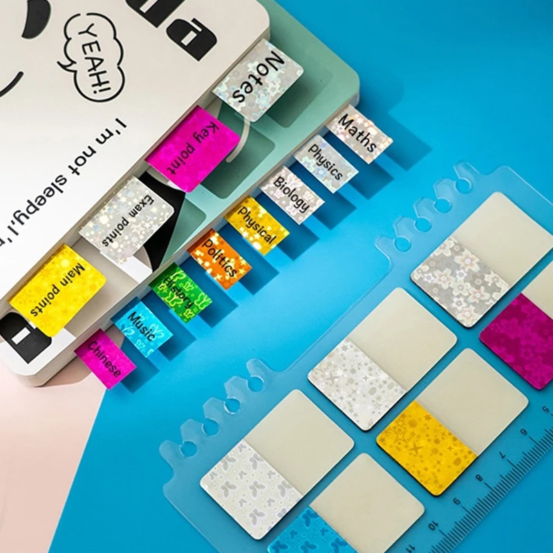 120/200Pcs Shining Sticky Index Tabs Notes Memoranda Notebook Page Markers Classify Sticker Office School Stationery Supplies