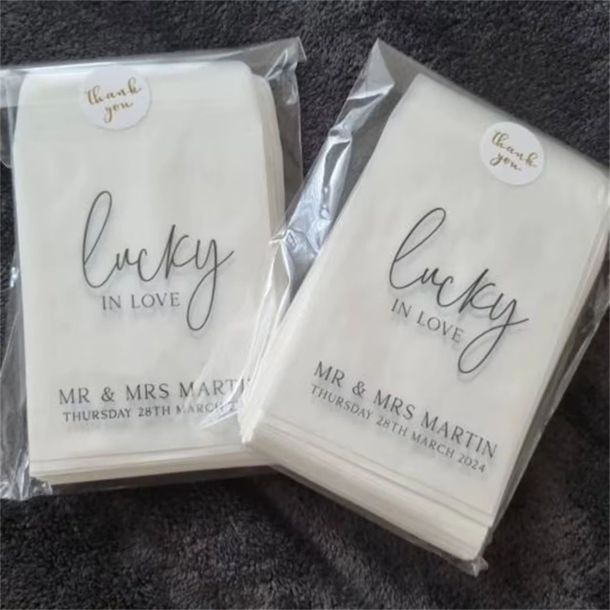 Scratch Card Holder Wedding Favour Packets Lucky in Love - 100% Biodegradable Glassine Personalised Wedding Favours Bags