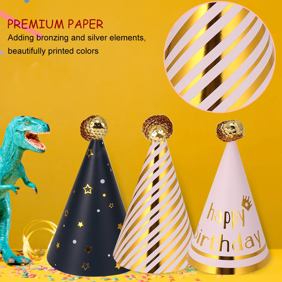 

6Pcs Kids Birthday Hats DIY Party Headpiece with Sparkle Ball Decoration Adorable Paper Hat for Birthday Baby Shower Easter