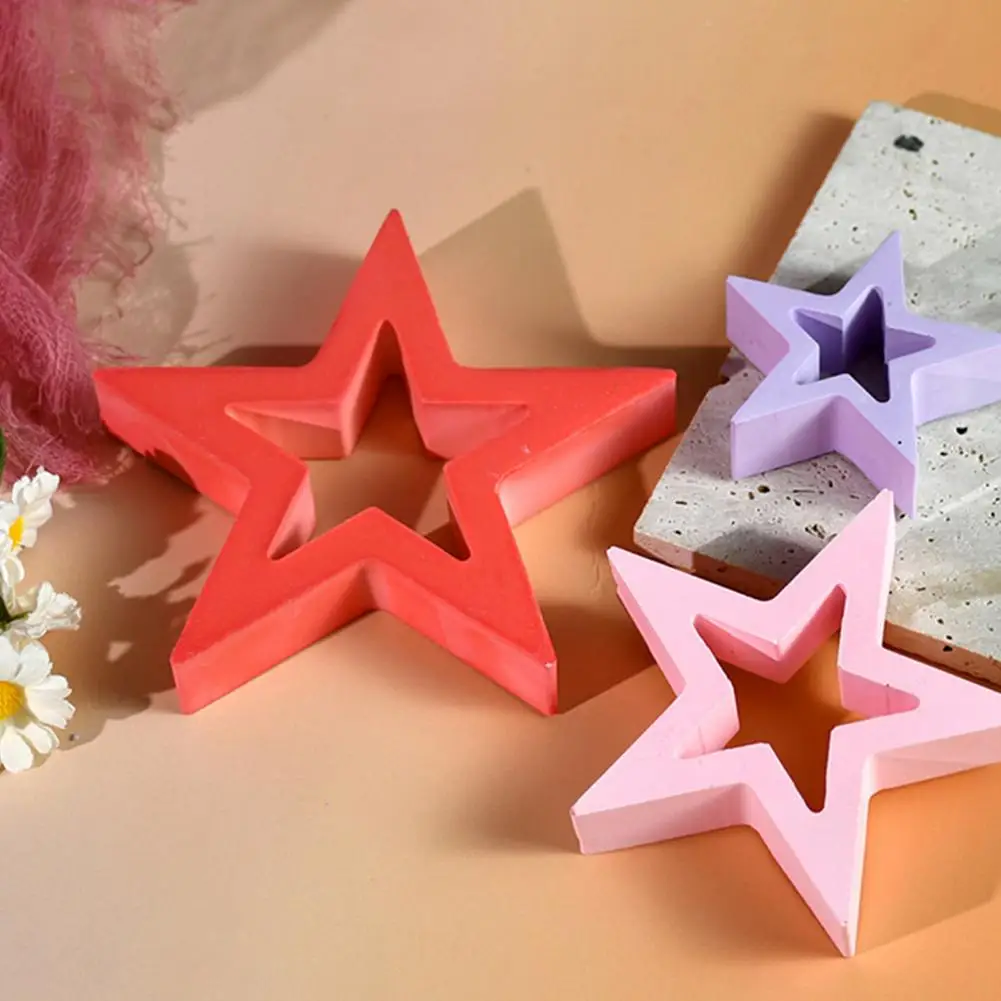 3Pcs Christmas Silicone Mold Star Shape Easy Removal Christmas Casting Mold Candle Holders DIY Crafts Gift for Scented Candles S