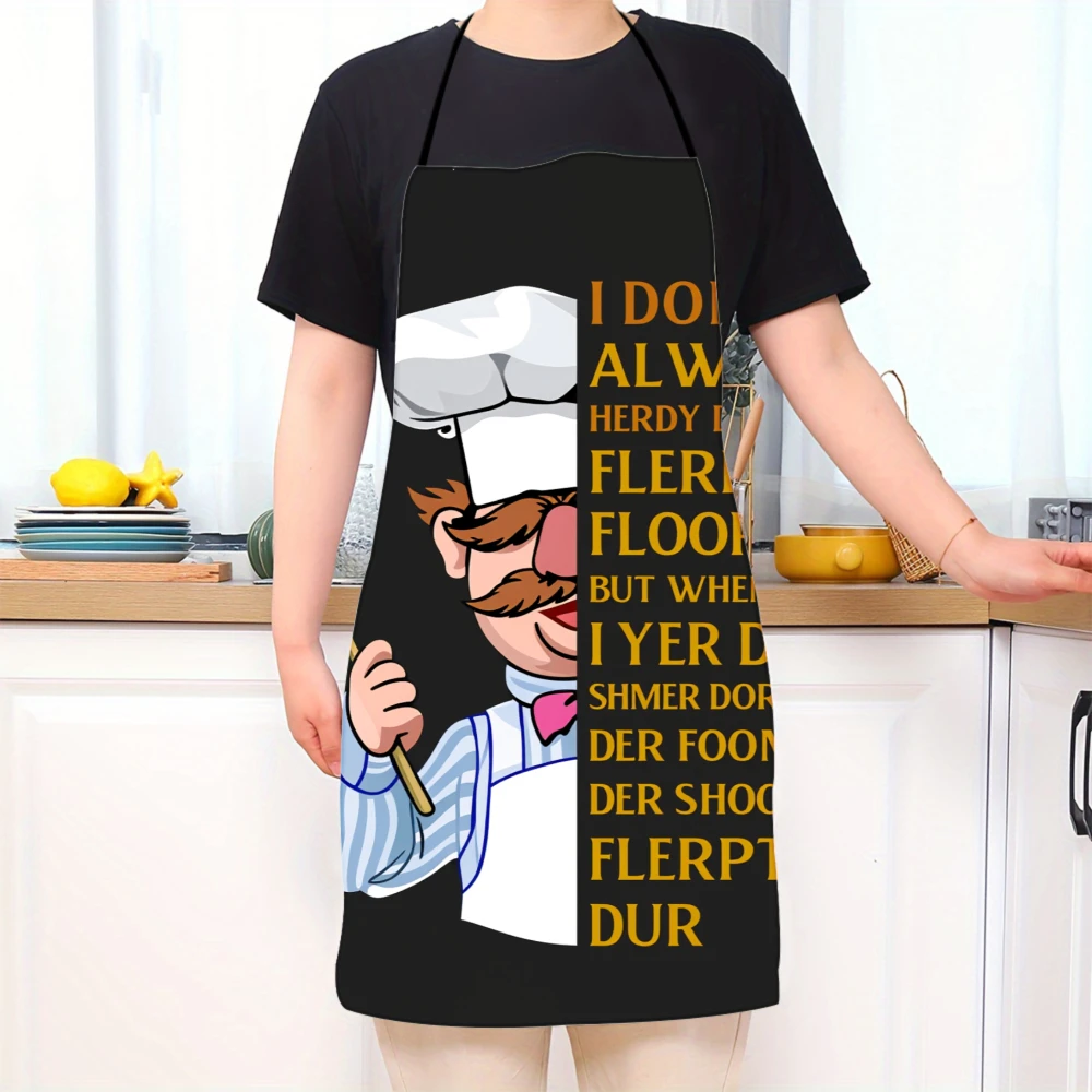 Funny Chef Apron With Nonsense Words And Cartoon Chef Holding Spoon For Cooking Kitchen Gift