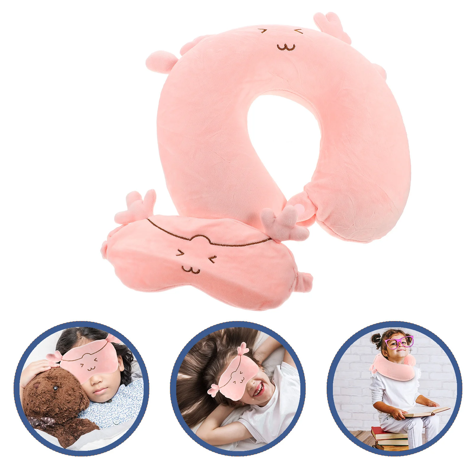 1 مجموعة 1 مجموعة الاطفال رغوة الذاكرة وسادة الرقبة U-شكل السفر قيلولة دعم العمود الفقري العنقي الكرتون طباعة الطفل وسادة القيلولة لوازم #4