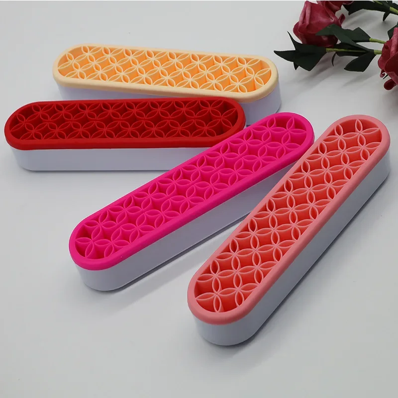 Shelf Makeup Brush Holder Nail Pen Holder Display Stand Rack Brush Storage Case Silicone Organizer Drying Shelf For Makeup Brush