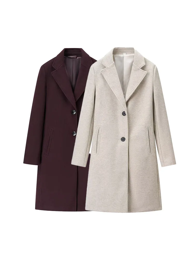 

HH Woman Winter Fashion Long Sleeves Lapel Single Breasted Pocket Decoration Long Overcoat Female New Casual Commuting Long Coat