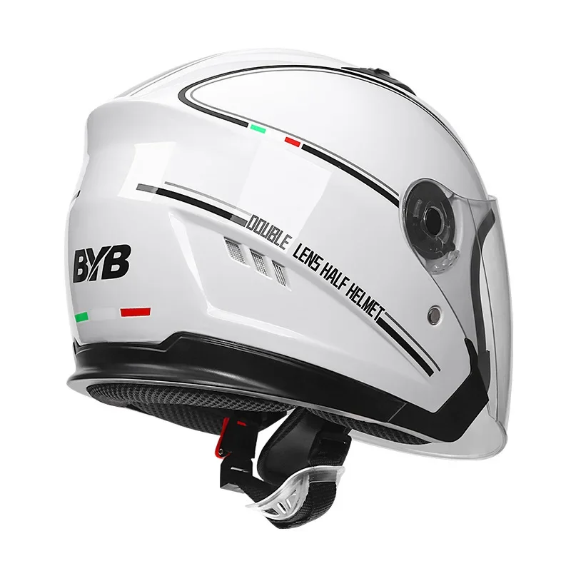 Motorcycle head double lens visor light scooter electric car retro open helmet 3/4 half helmet top protective mask image 4