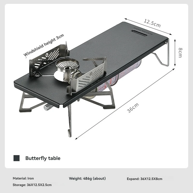 

CAMPINGMOON GT-3 Черный портативный кемпинговый кухонный стол с подставкой для газовой горелки - Складной аксессуар для кемпингового стола