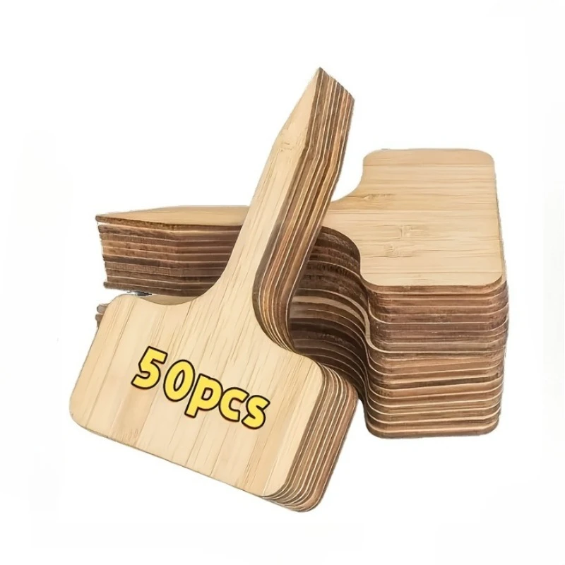 50pcs Waterproof Bamboo Garden Labels - Durable T-Type Tags, Suitable for Outdoor and Indoor Plants, Seedlings, and Vegetables