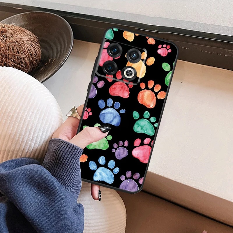 Watercolor Paw Prints Phone Case For OnePlus Nord CE 2 3 Lite 2T N10 N20 N30 OnePlus 11 10T 8T 9RT 10R 8 9 10 Pro