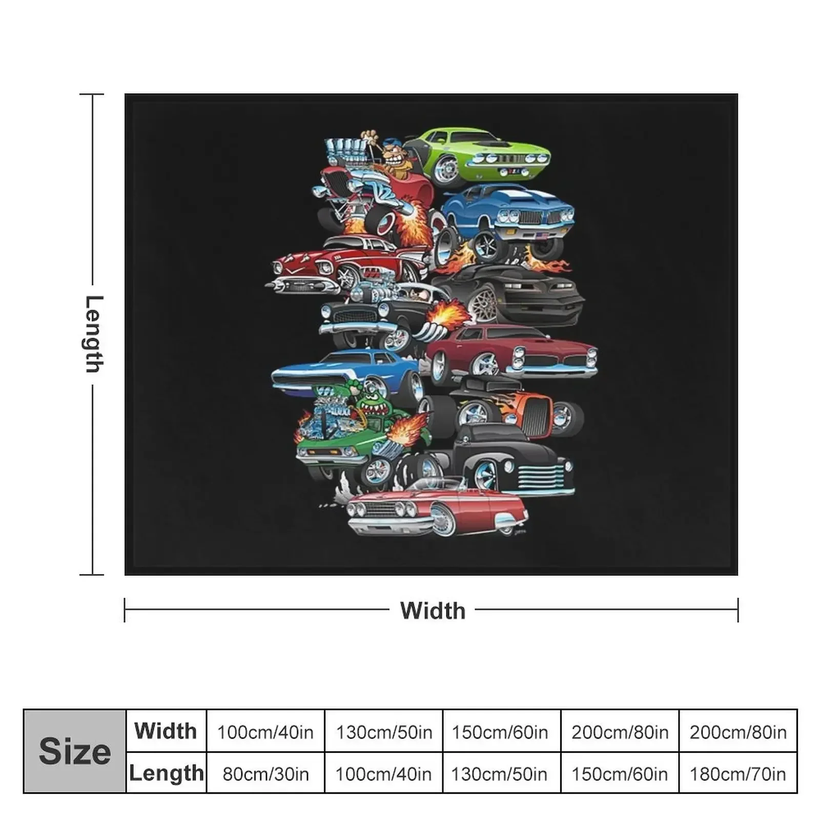 Car Madness! Muscle Cars and Hot Rods Cartoon Throw Blanket decorative Furry Blankets