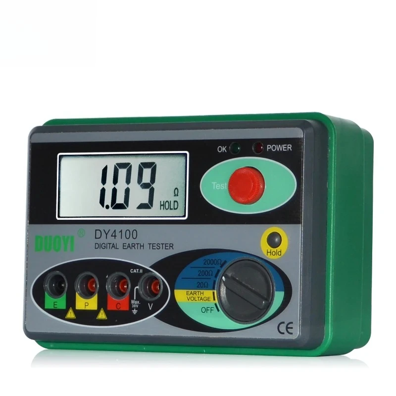 New Ground Resistance Tester DY4100 High Precision Digital Lightning Protection Test Ground Shake Table AA 1.5V 6 12V 1
