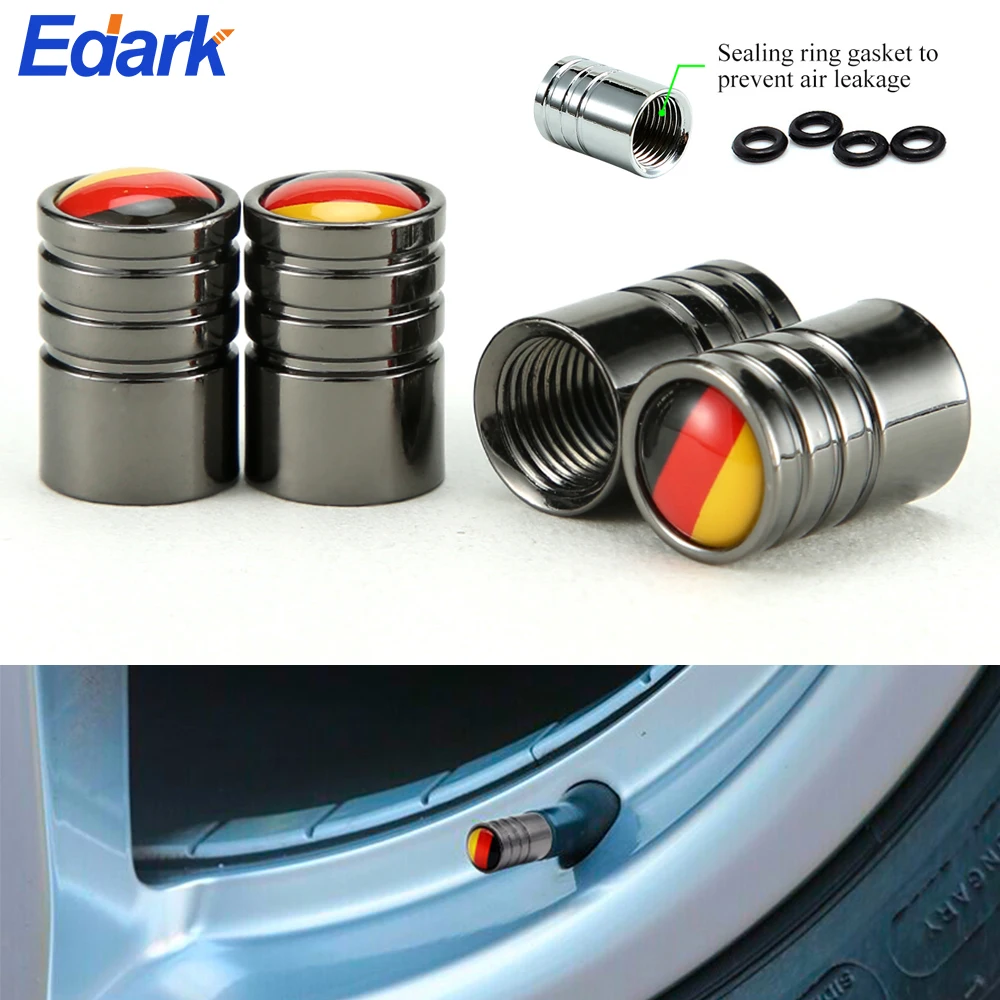 

4Pcs/Set Germany Flag Logo Car Bike Moto Tires Wheel Valve Caps Tyre Rim Covers Car Styling Stem Cover Accessories Decoration