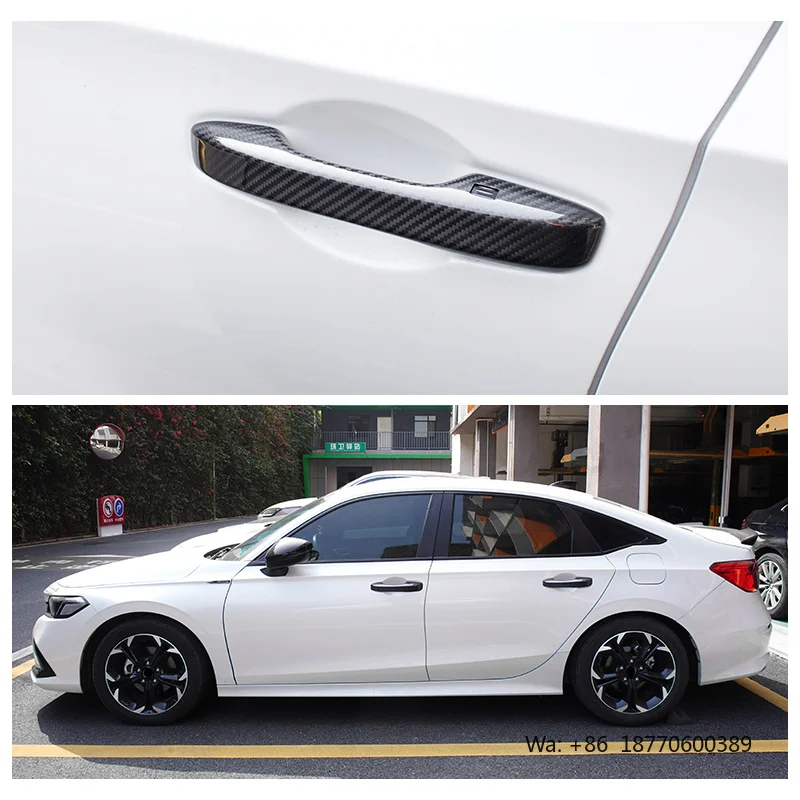 Shasha Carbon Fiber Outer Door Handle Exterior Accessories Protection Cover for Honda 11th Generation Civic 2022 2023