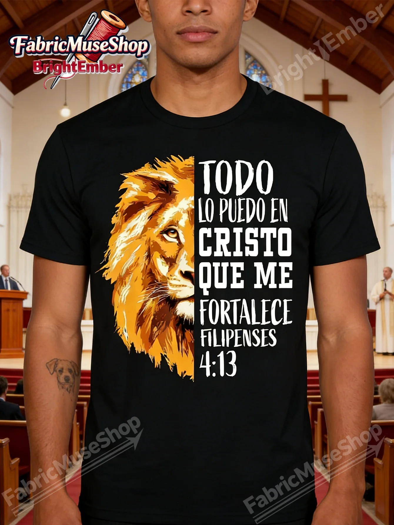 Camiseta Cristiana Española para Hombre con Gráfico del León de Judá y Filipenses 4:13, Camiseta Casual de Manga Corta, Prenda Religiosa
