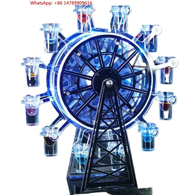 High-End Bespoke LED Bottle Display RackRechargeable Acrylic LED Shot Glass Display Rack Luminous Ferris Wheel LED Cocktail Cup
