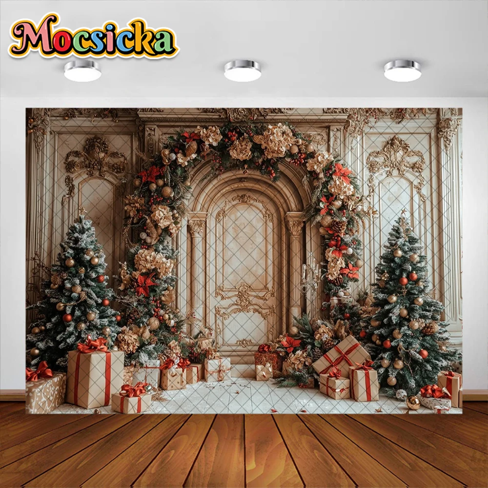 Fondo de sala de Navidad guirnalda de Navidad chimenea regalo decoración niños vacaciones foto retrato telones de fondo accesorios de estudio Banner