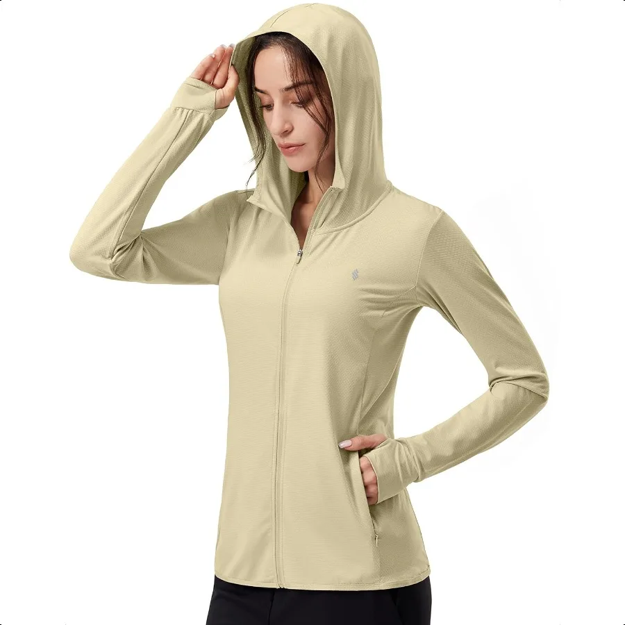 

Women's UPF 50+ Sun Protection Hoodie Jacket Lightweight Long Sleeve Sun Shirt for Women with Pocket Hiking Outdoor