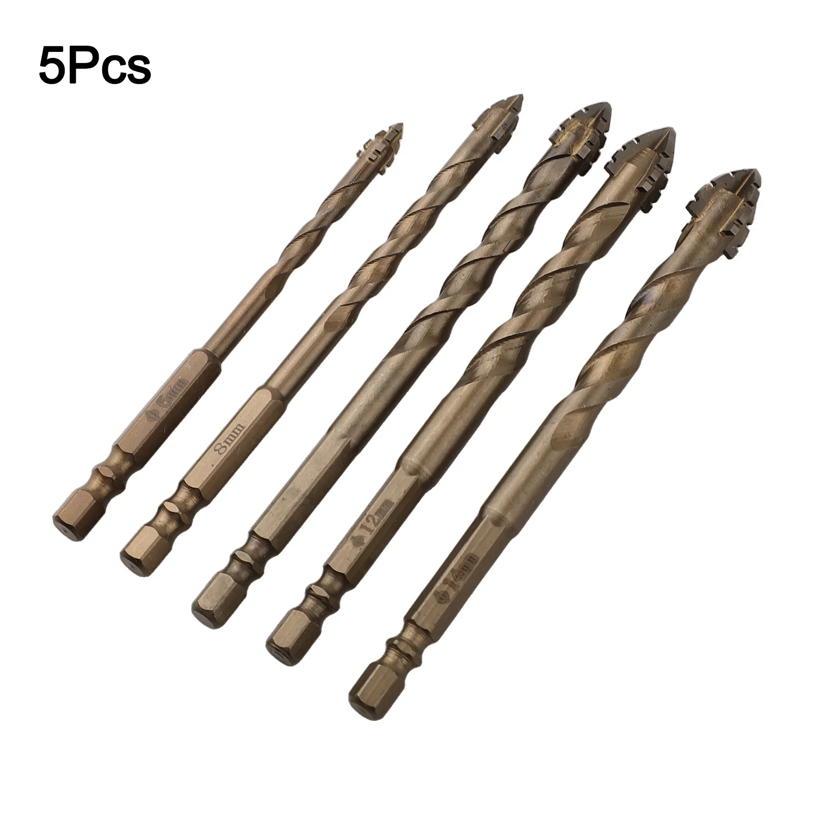 

5pcs Four-Flute Eccentric Drill Bit For Drilling Cement Granite Concrete Glass Tile Punching Triangle Drill Bits