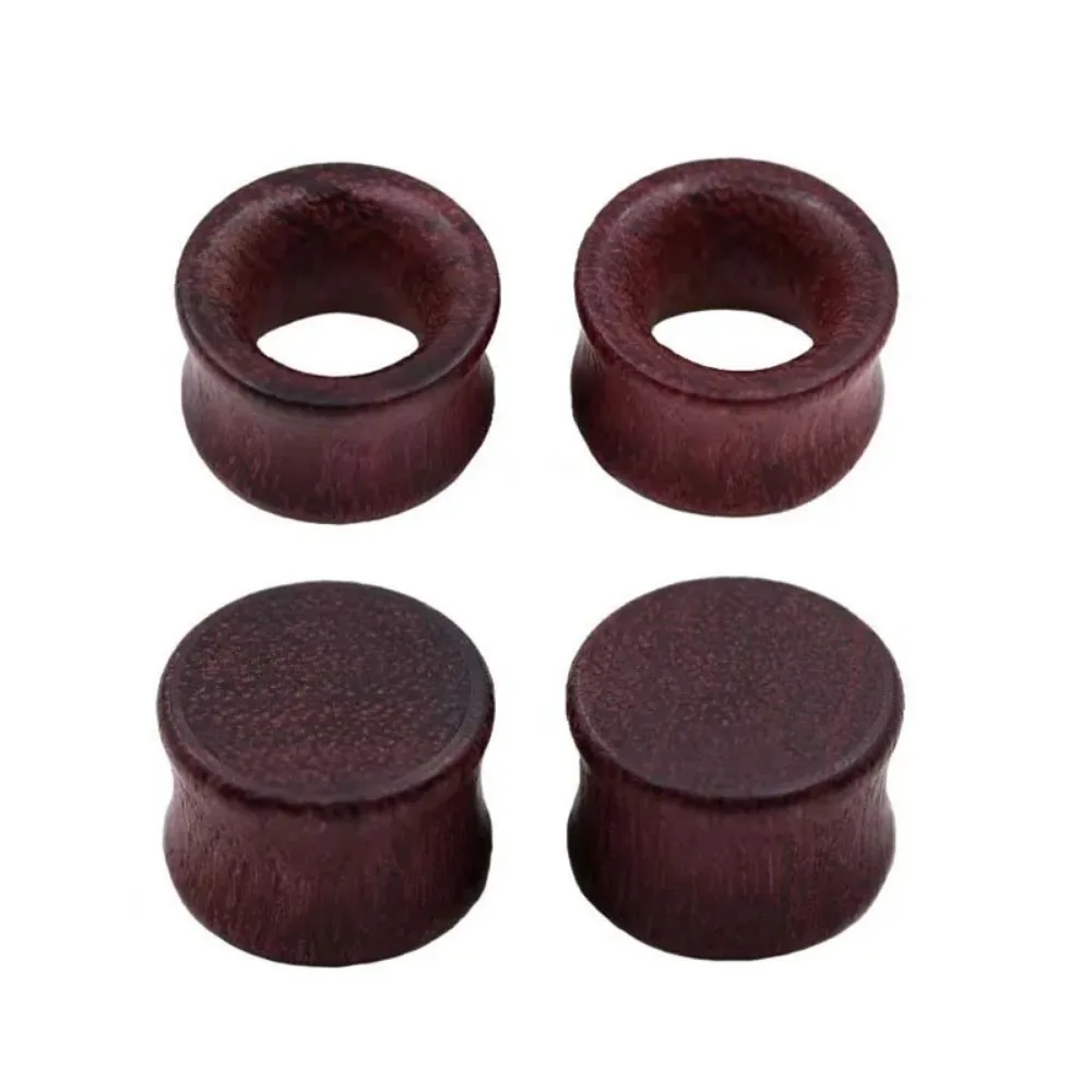 1/2 Pair of Violet Solid Hollow Wood Earplugs Double Flared Saddle Stretch Gauge Expander 2G-13/16