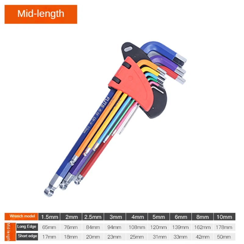 BAAG-Long Hex Wrench Set, Metric And Standard Hex Wrench Set Hex Wrench With Ball Tip, SAE 1/16 To 3/8 In Durable