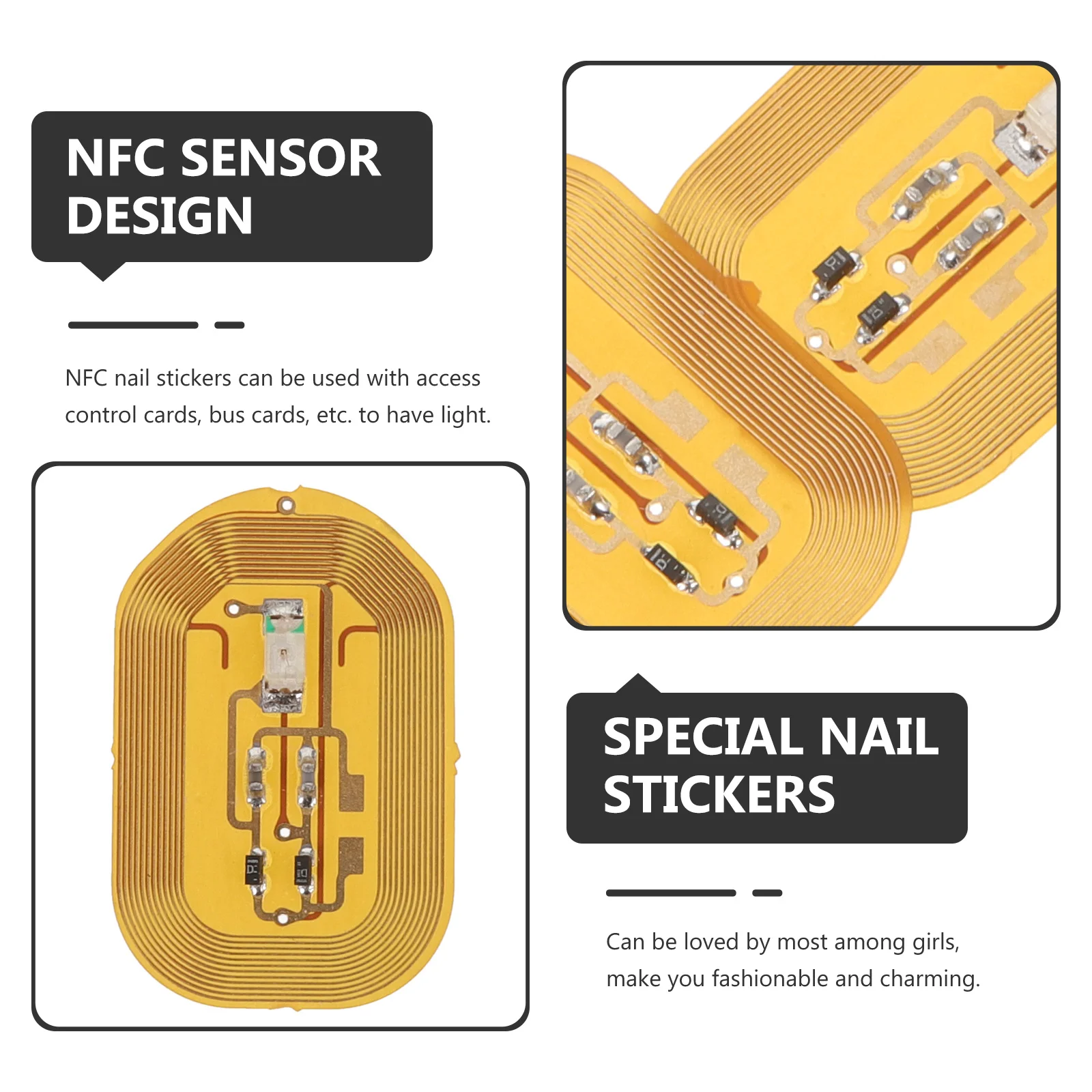 5 個 NFC センサーグローネイルステッカー DIY 軽量ネイルアートデカール女性用爪の装飾サロンホーム簡単使用スタイリッシュ