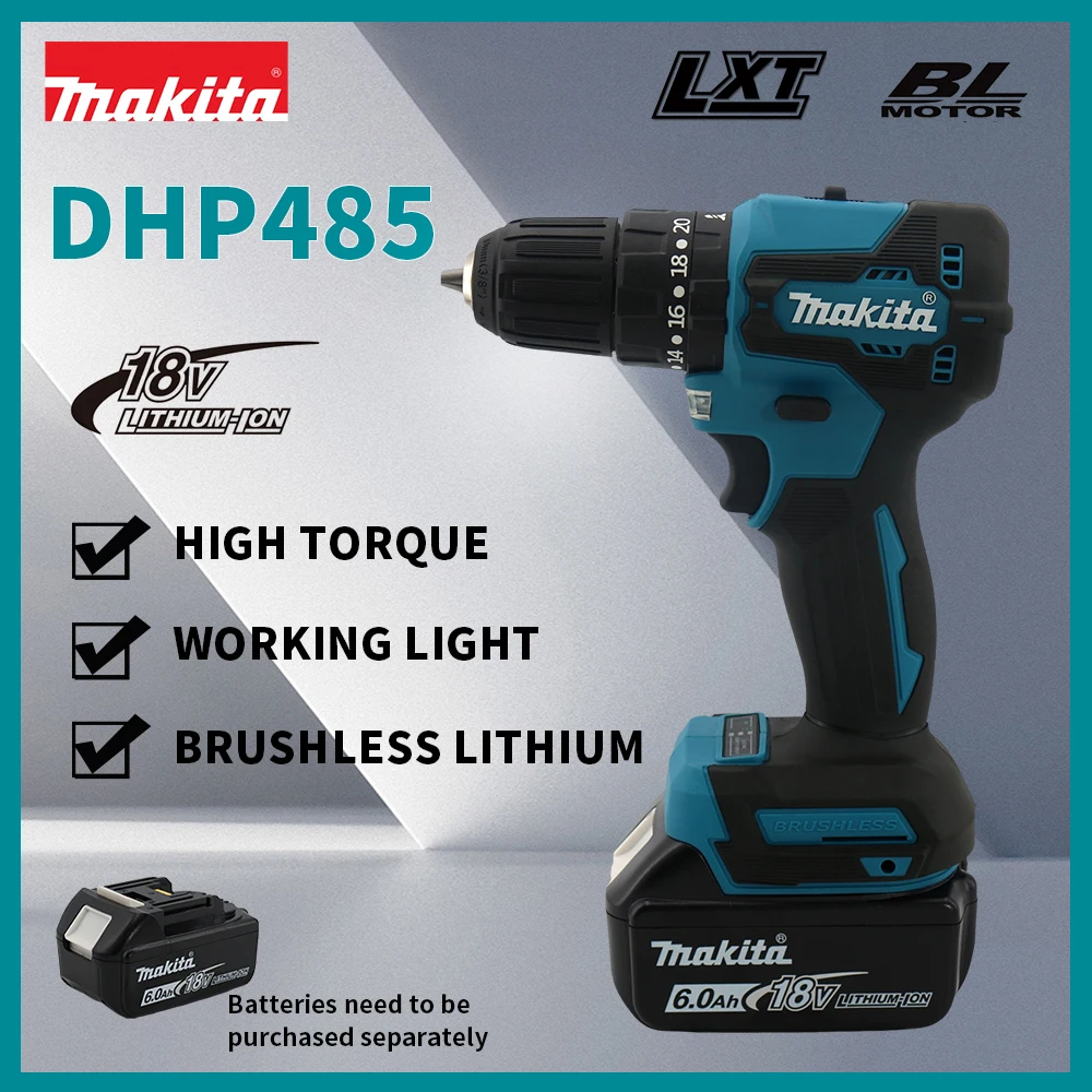 Makita DHP485 Brushless Electric Drill Cordless Screwdriver Lithium Battery Charging Hand Drill For 18V Battery Makita DDF485