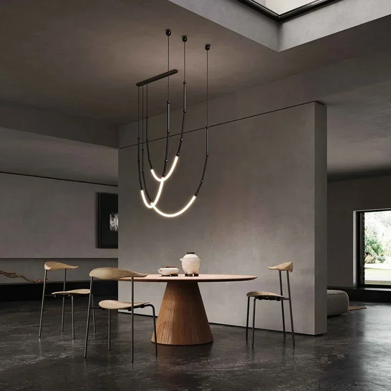 Nordic Modern Art Line Led Pendant Lights Hanging Lamp For Dinning Room/Living Room Home Art Decoration Light Fixture
