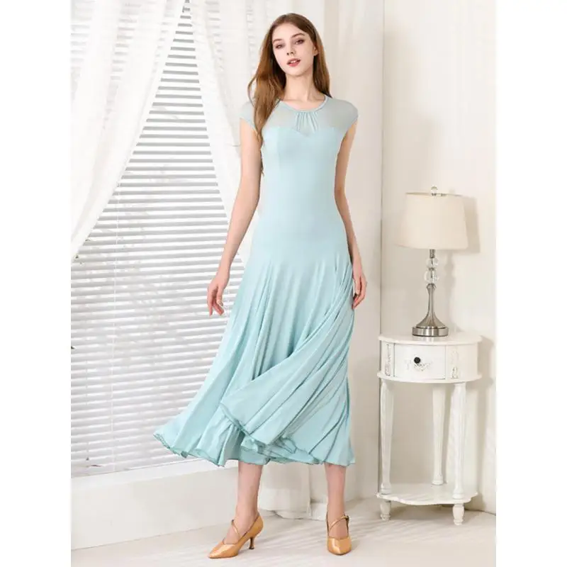 Robe de danse moderne à manches courtes pour adultes, découverte d'épaule, Costume de danse de salon, robe de valse, My900, 2025