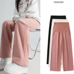 Maternity Pant Winter Plus Velvet Corduroy Maternity Pants Wide Leg Loose Clothes for Pregnant Women Casual Pregnancy Trousers