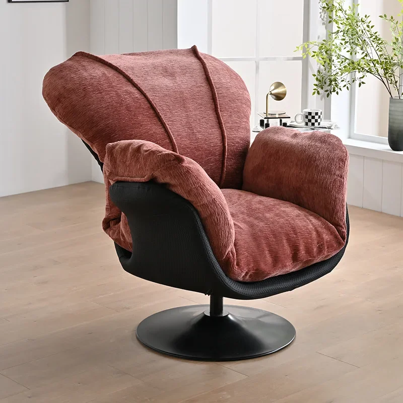 Italian light luxury modern single rotating chair, office study designer medium and ancient eggshell lazy sofa