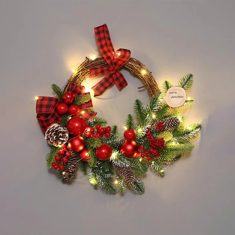 Christmas decoration rattan pendant wreath rattan ring tree door wall hanging shopping mall hotel lobby luminous scene