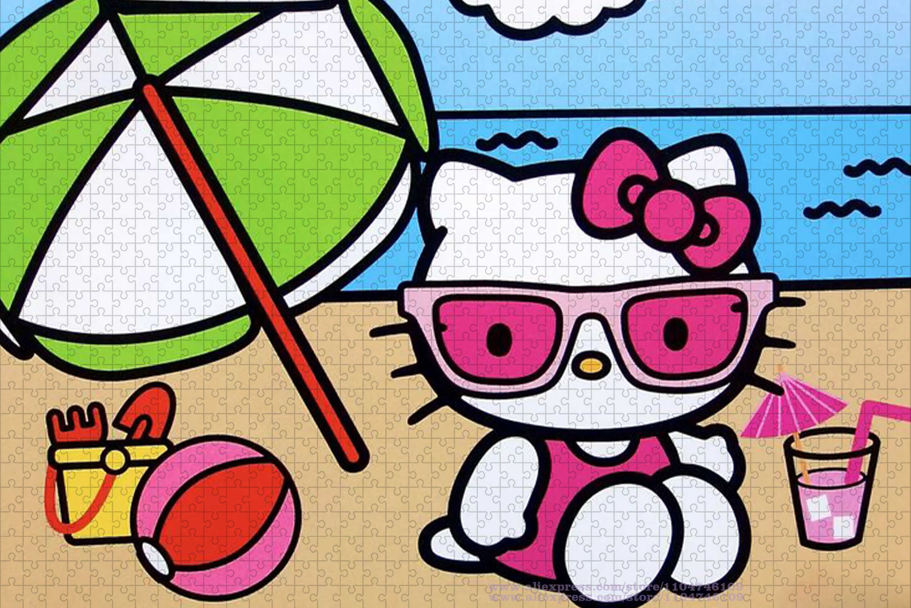 Sanrio 헬로 키티 퍼즐 퍼즐 만화 애니메이션 퍼즐 108/200/300/500/1000/1500Pcs 어린이를위한 지능 퍼즐 상자 선물