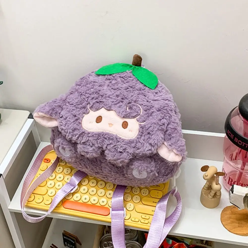 PP コットン羊フリップスクールバッグクロスボディバッグ大容量ショルダーデュアルユースナップザックポータブルソフトぬいぐるみバックパック