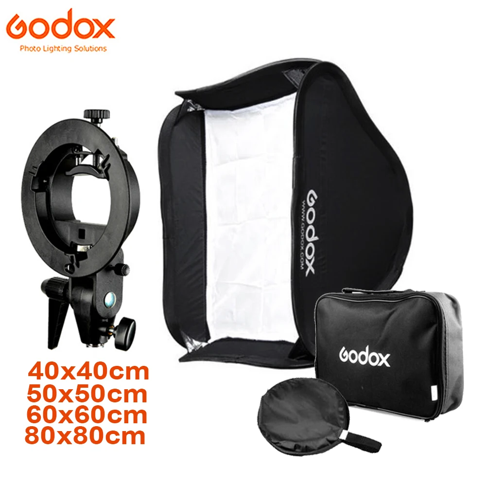 Godox 40*40cm 50*50cm  60*60cm 80*80cm Flash Softbox + S-Type Bracket Bowens S Mount Holder Studio Photo Speedlite Adapter