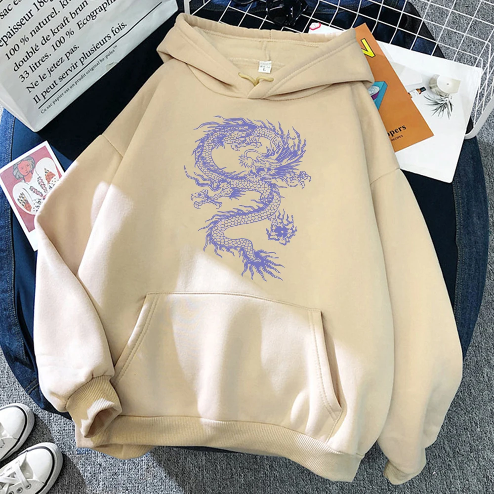 Purple Dragon Tattoo Stickers Funny Print Hoody Men Cartoons Sweatshirt Crewneck Hip Hop Streetwear Fleece Warm Mens Clothing