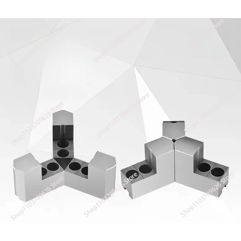 Hydraulic three-jaw chuck L-shaped 7-shaped non-standard step heightening Soft jaw 120 degree sharp angle hole moves back