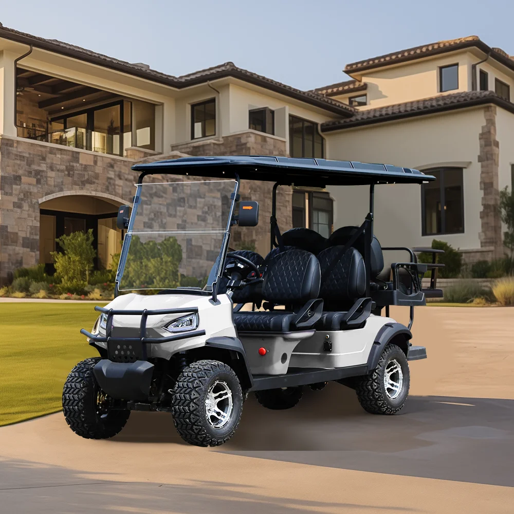 4 Wheel Electric Hunting Club Street Legal Utility Vehicle Car Electric Lithium Golf Cart 4+2 6 Seater Tourist Sightseeing Car