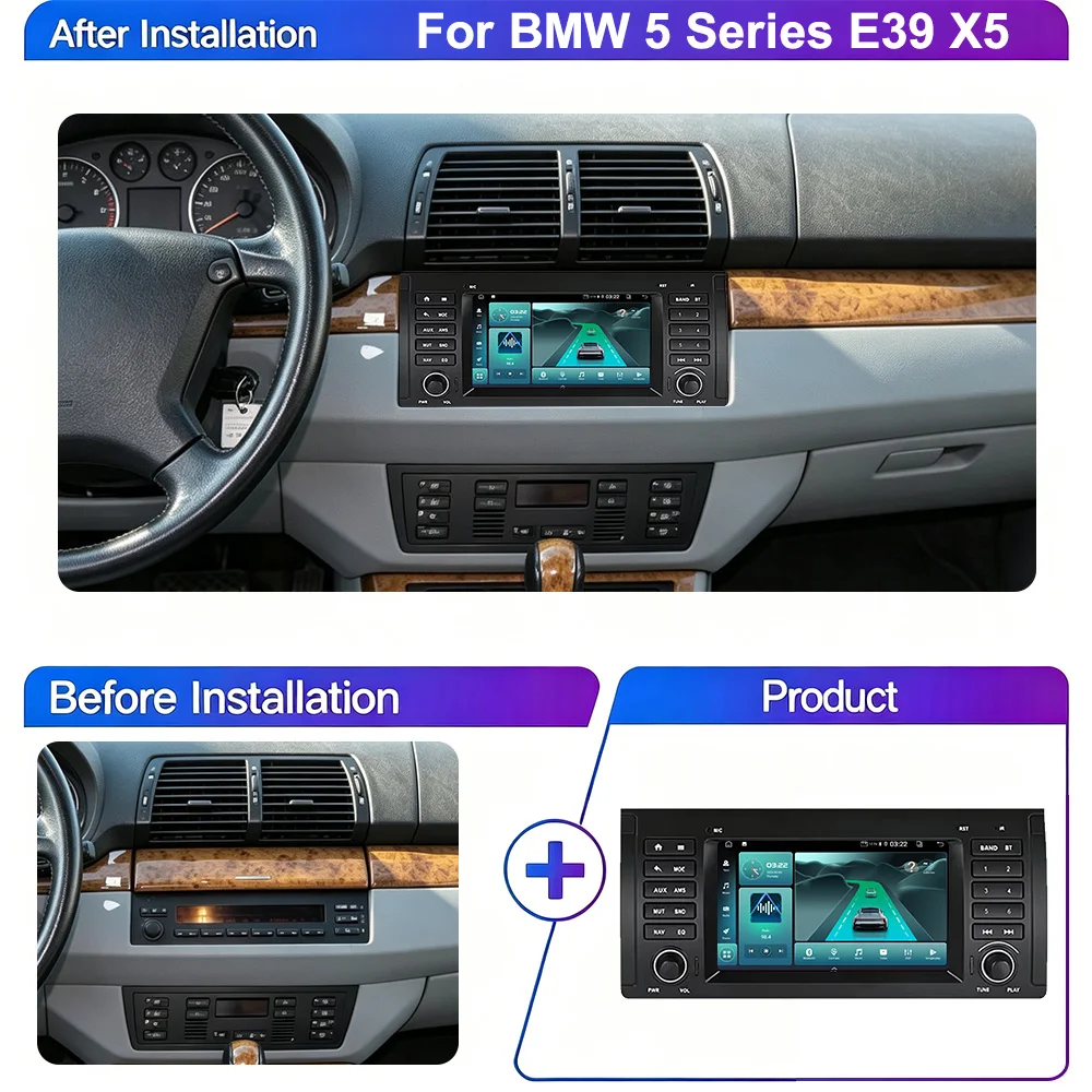 7 Inch Car Radio For BMW 5 Series E39 X5 E53 M5 E38 1999-2006 Android Auto CarPlay 2 Din GPS Stereo Multimedia Smart Car System