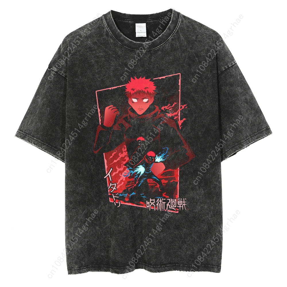 Harajuku أنيمي ريترو الحرم الجامعي طباعة 100% القطن الرجال الصيف نمط جديد القطن الخالص طاقم الرقبة ضئيلة قصيرة الأكمام تي شيرت حجم كبير #3