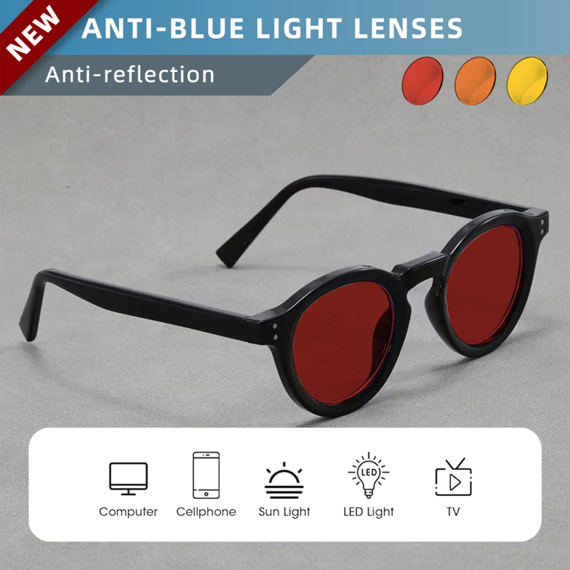 OKH Dark Lens Blue Blockers Red Sleep Lens Cut Severe Digital Eye Strain From Phones Laptops And Desktop Computer Monitors