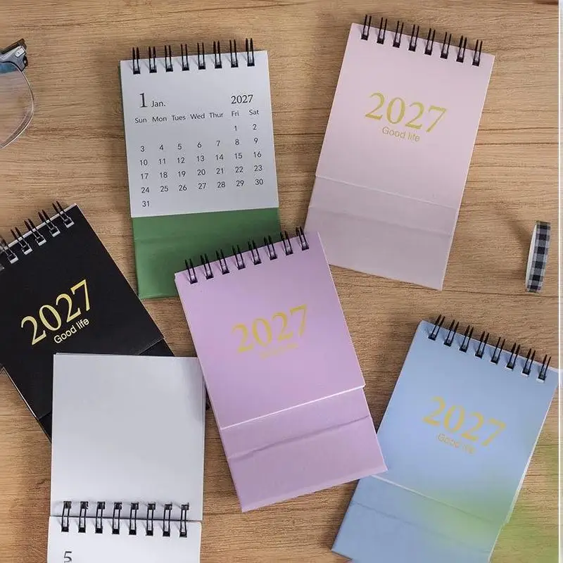 2027 Morandi Color 18‑Month Desktop Calendar Mini Desk Planner Memo Message Ornament Office Student Daily Use Supplies view 6