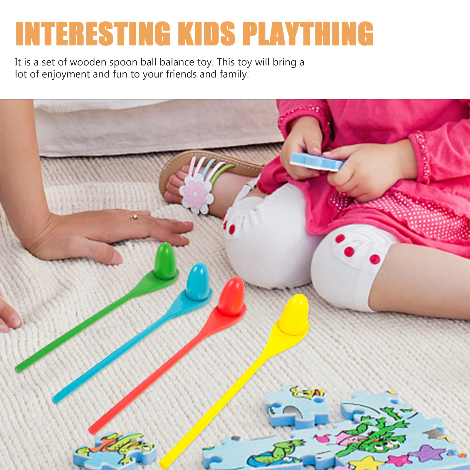 

1 set Balance Rod Wooden Spoon Toys Multicolor Durable Wood Kids Learning Sensory Educational Kindergarten Plaything Party