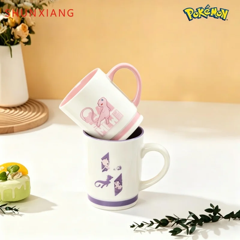 SHUNXIANG Pokémon Ceramic Mug Set Couple's Cups with Spoon＆Handle Cartoon Water Cup Home Breakfast Milk Juice Drinkware for Gift