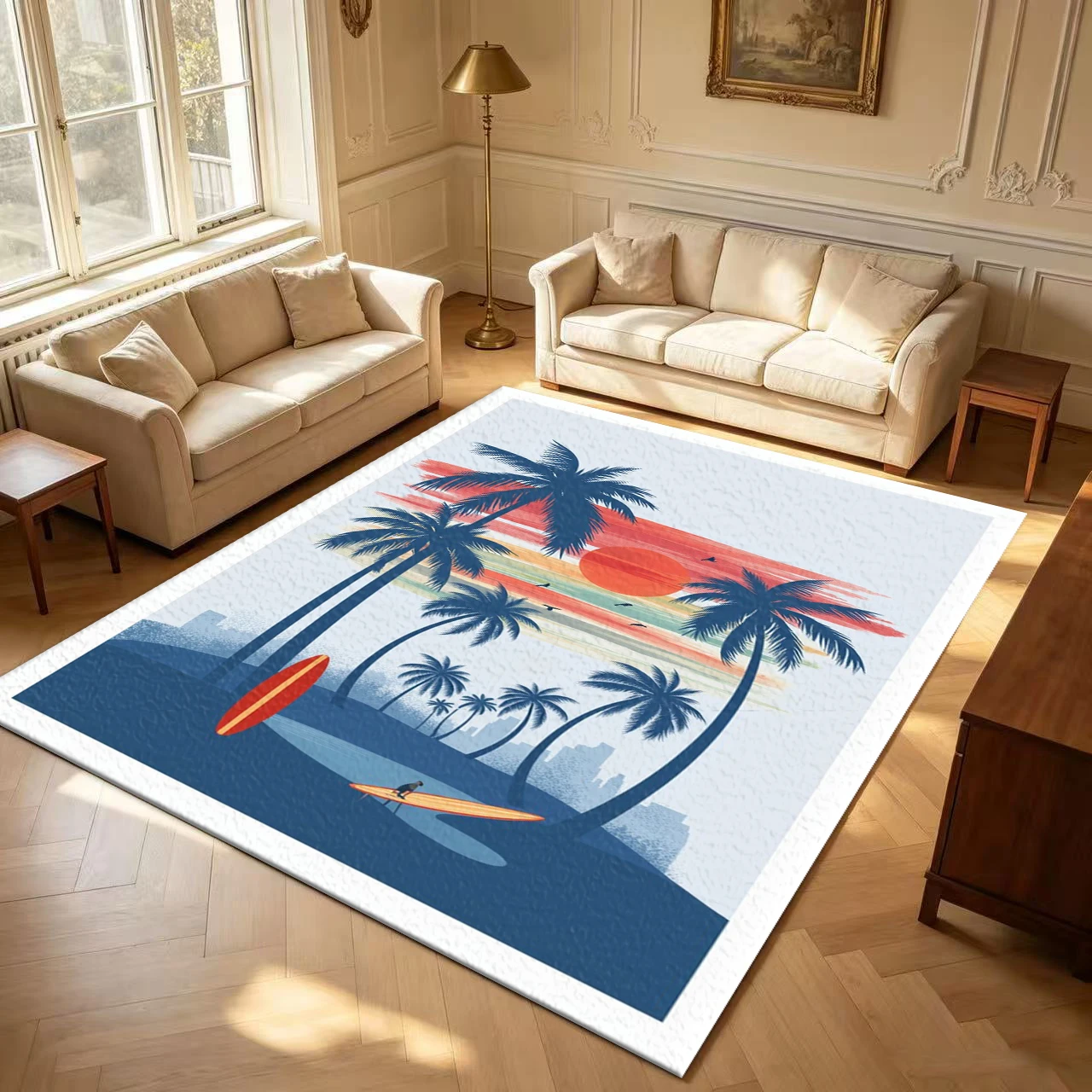 Tropical Palm Tree Surf Beach Sunset Carpet flooring Home Decoration Canvas Wall Art