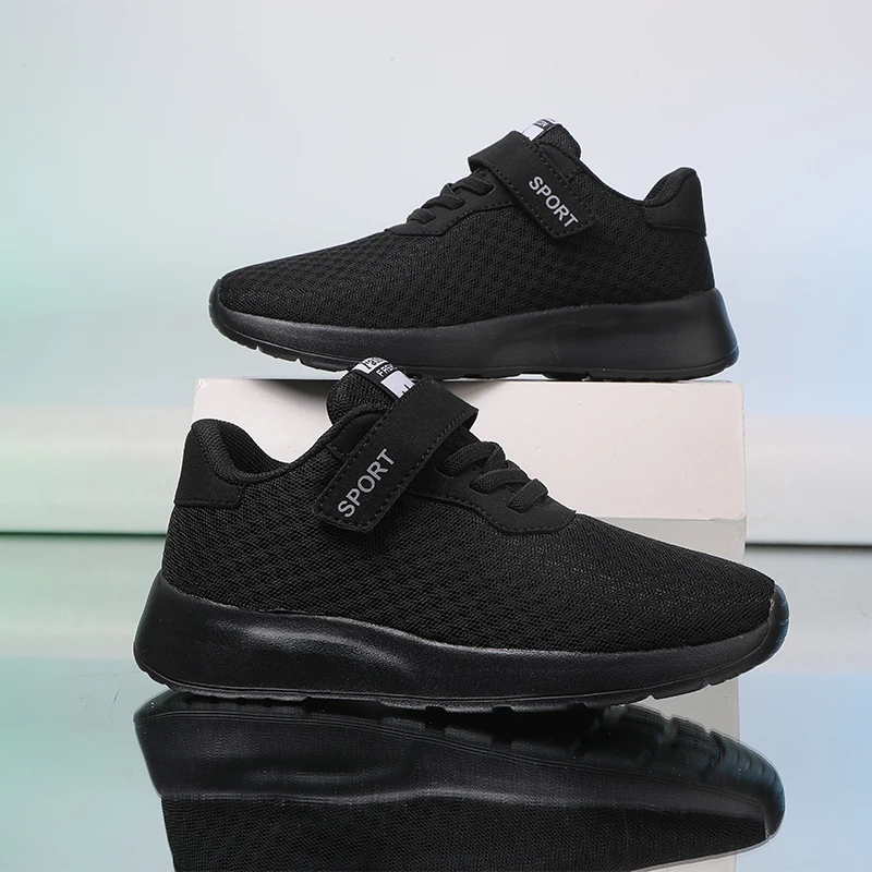 

New Boys' Breathable Running Shoes Lightweight Girls' Sports Shoes Outdoor Children's Black Mesh Breathable Casual Walking Shoes